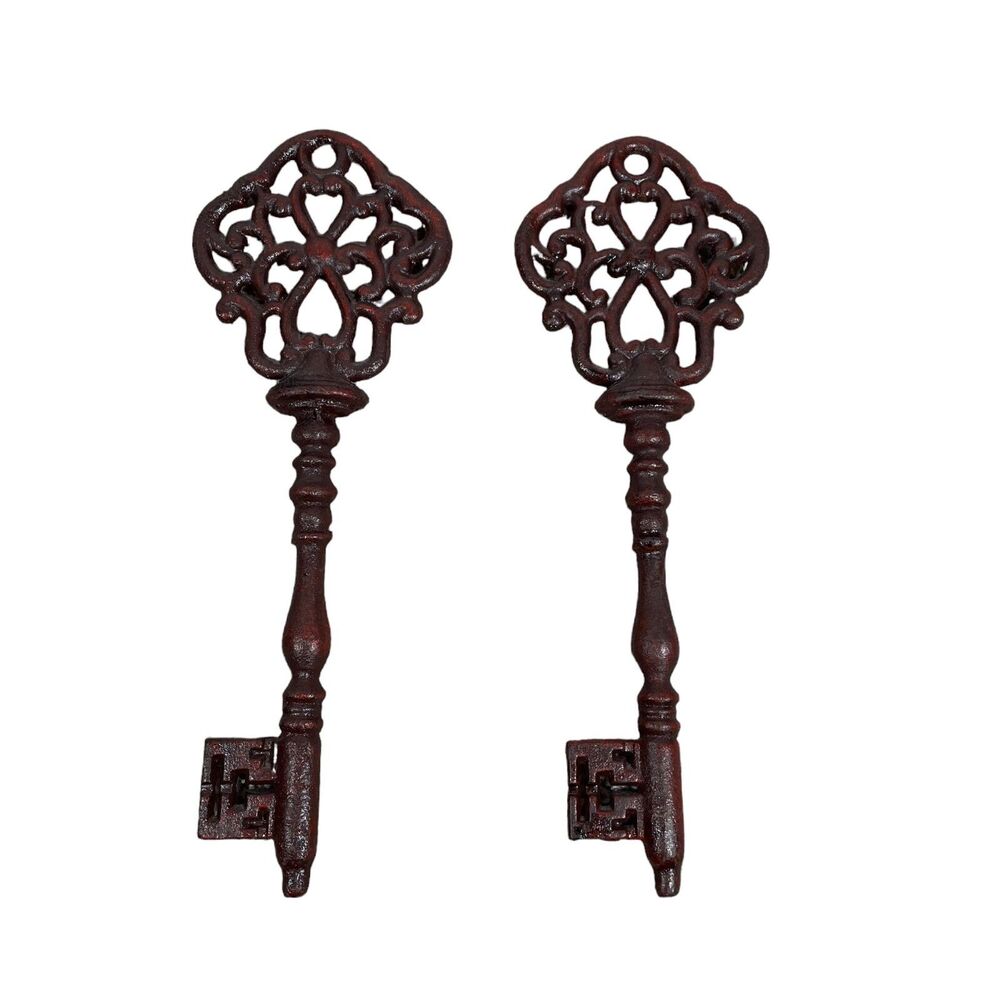 Skeleton Keys Cast Iron Home Wall Decor Rustic Metal Primitive Ornate Large 12"